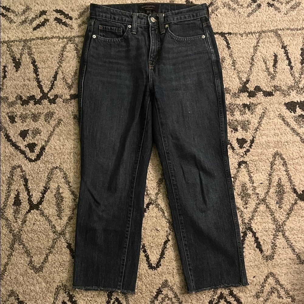 Banana Republic High-Rise Straight Jeans - Dark Blue